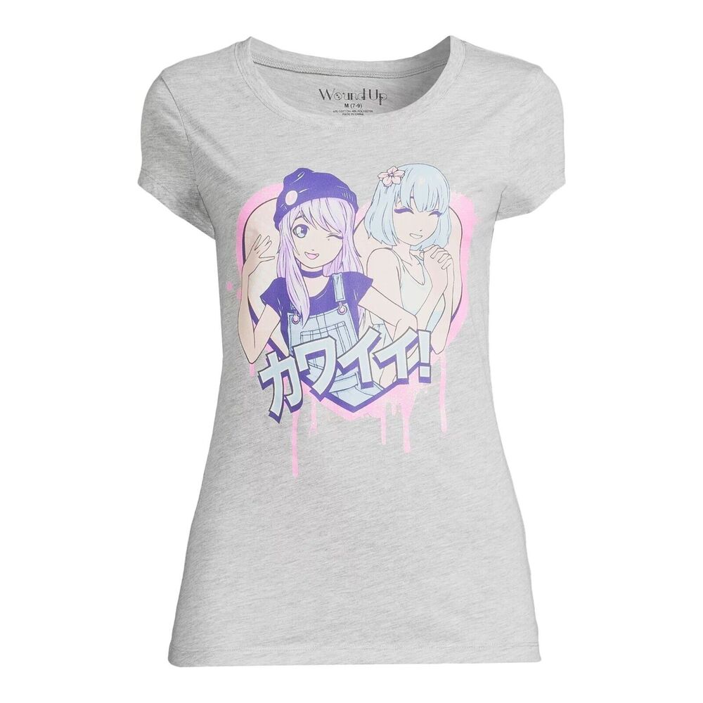 Wound‎ Up Women Juniors' Graphic T-Shirt Kawaii Heart Size Large 11-13 NWT
